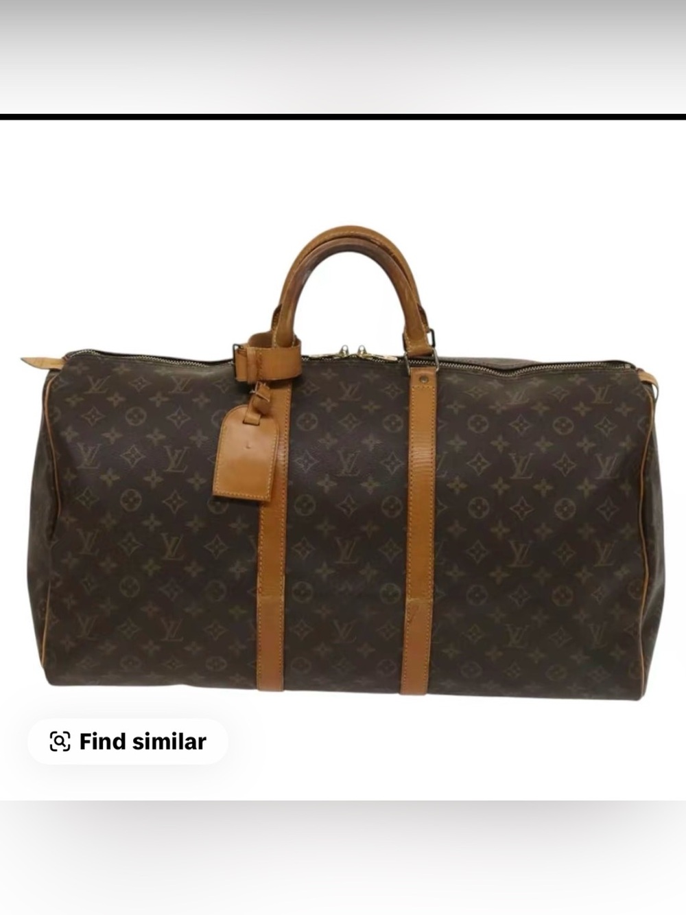Louis Vuitton Monogram Canvas keep all  with Tan Leather Trim size 55